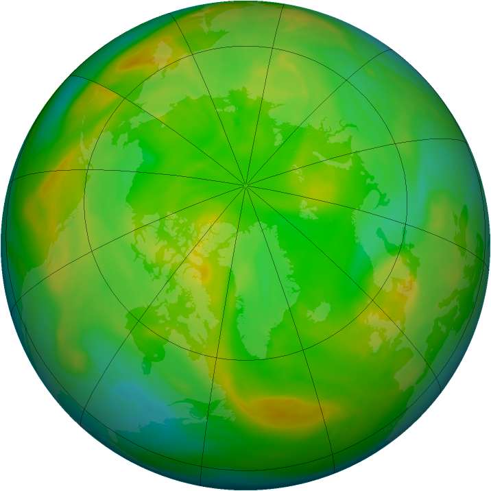 Arctic ozone map for 13 June 2005